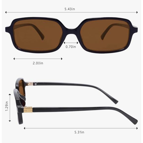 Trendy Small Rectangle Sunglasses for Women Men, Retro Vintage 90s Style *READ.. - Picture 13 of 13